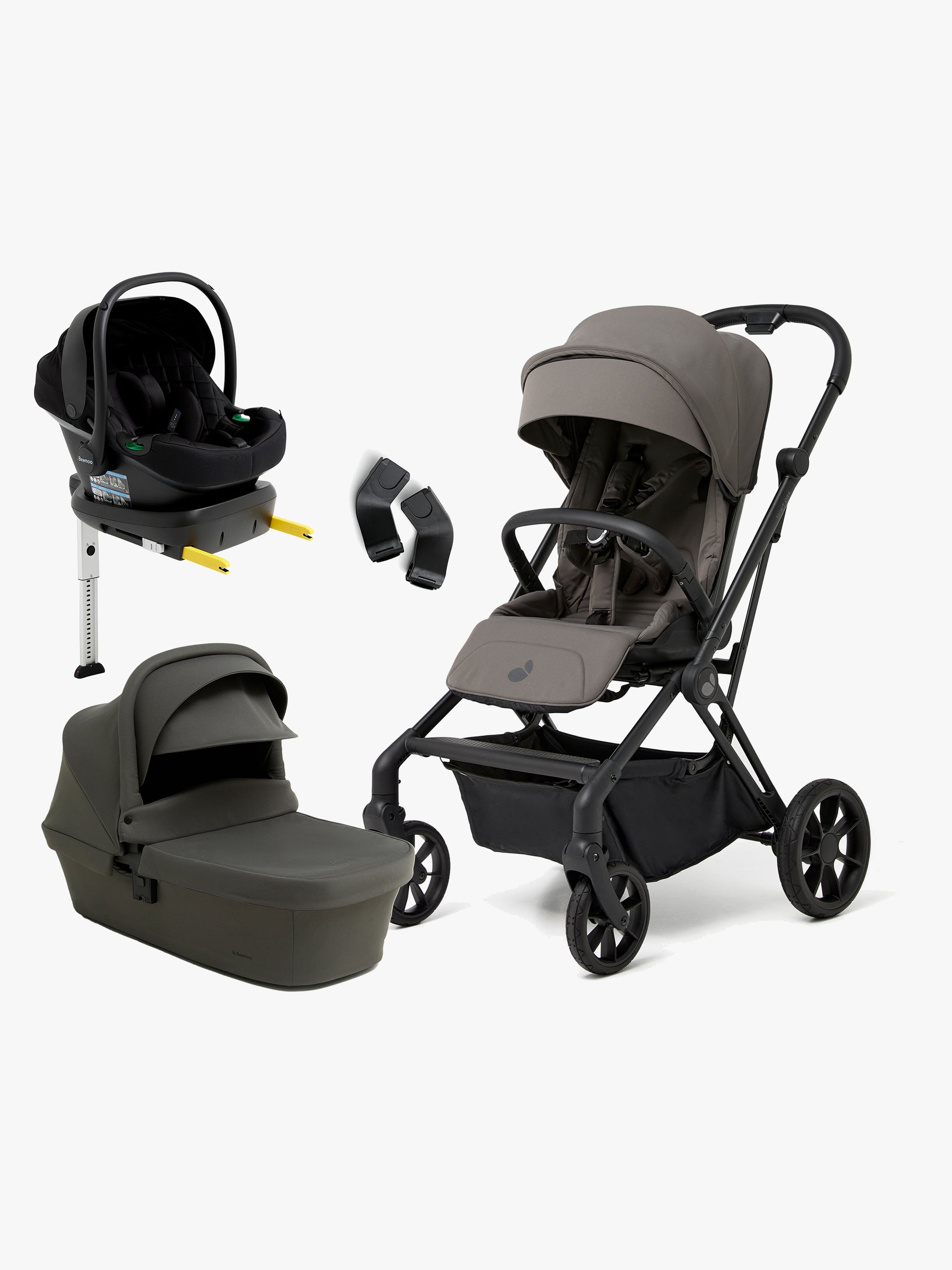 Beemoo Pro Twist Kombikinderwagen inkl. Beemoo Route Babyschale &  Basis, Mocha Grey/Black Stone