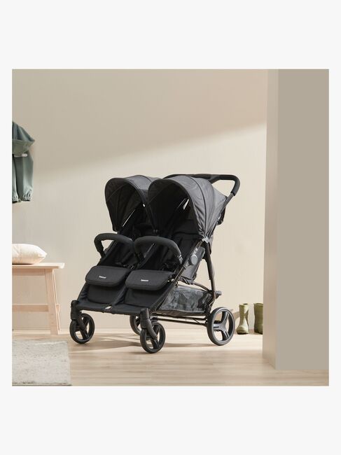 Beemoo Twin Shopper Zwillings- und Geschwisterwagen, Black Mélange