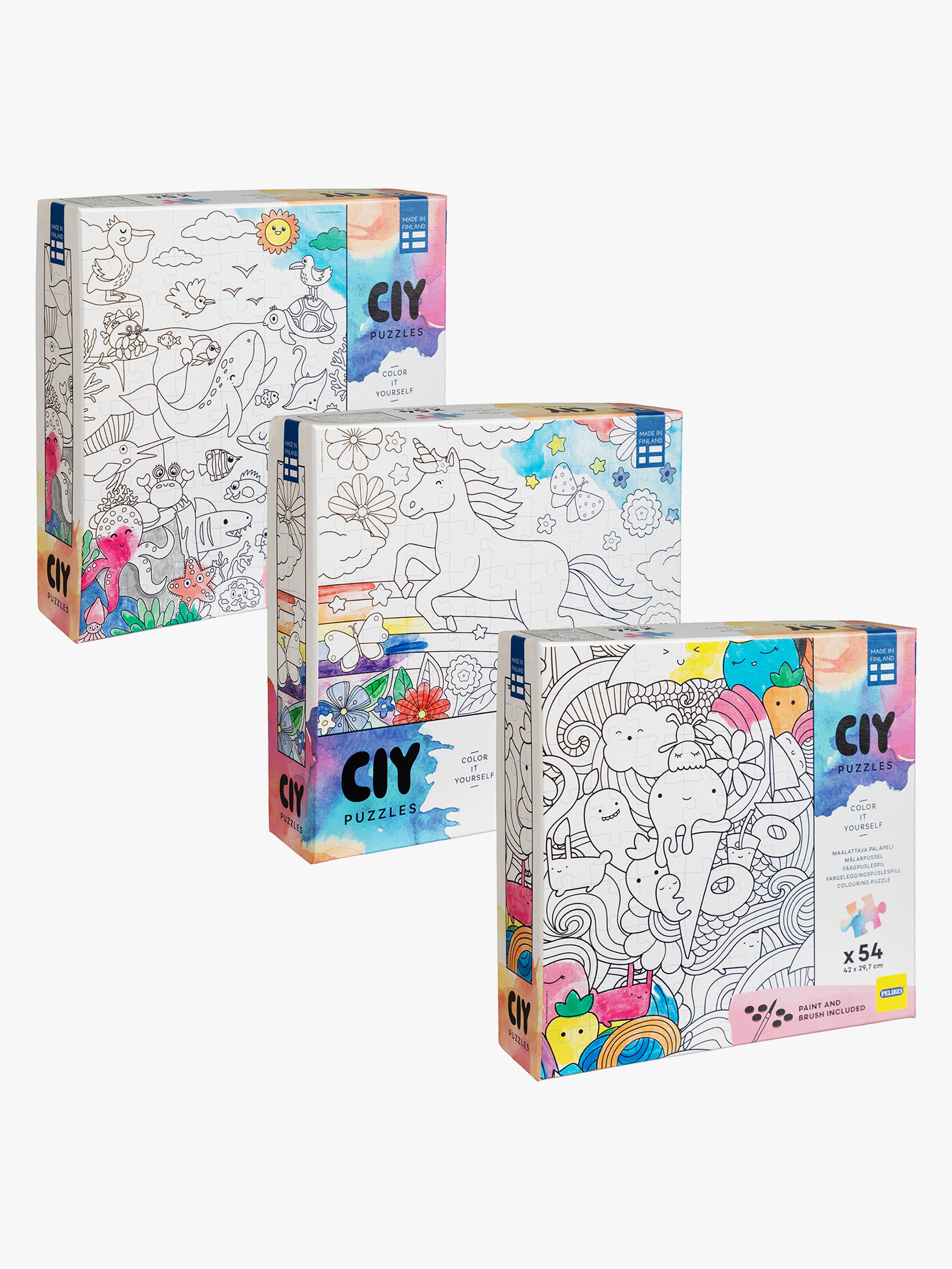CIY Puzzle mit Wasserfarben 54 Teile Gemischte Auswahl