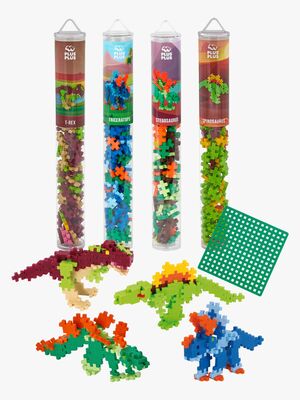 Plus-Plus Bausatz mit Bodenplatte & Röhre Dino, 4x100 Teile