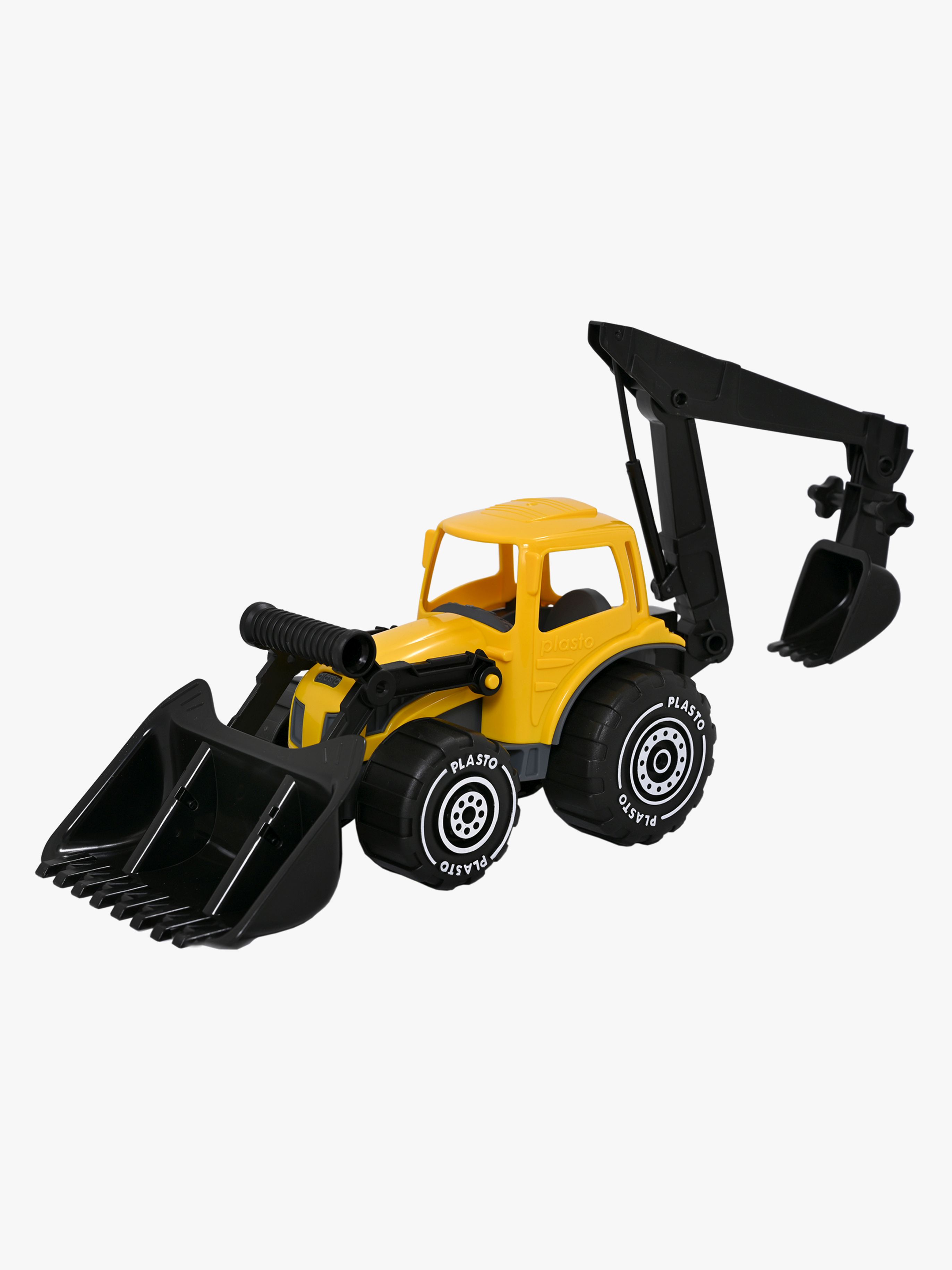 Traktor Mit Frontlader Und Bagger, Gelb / Schwarz