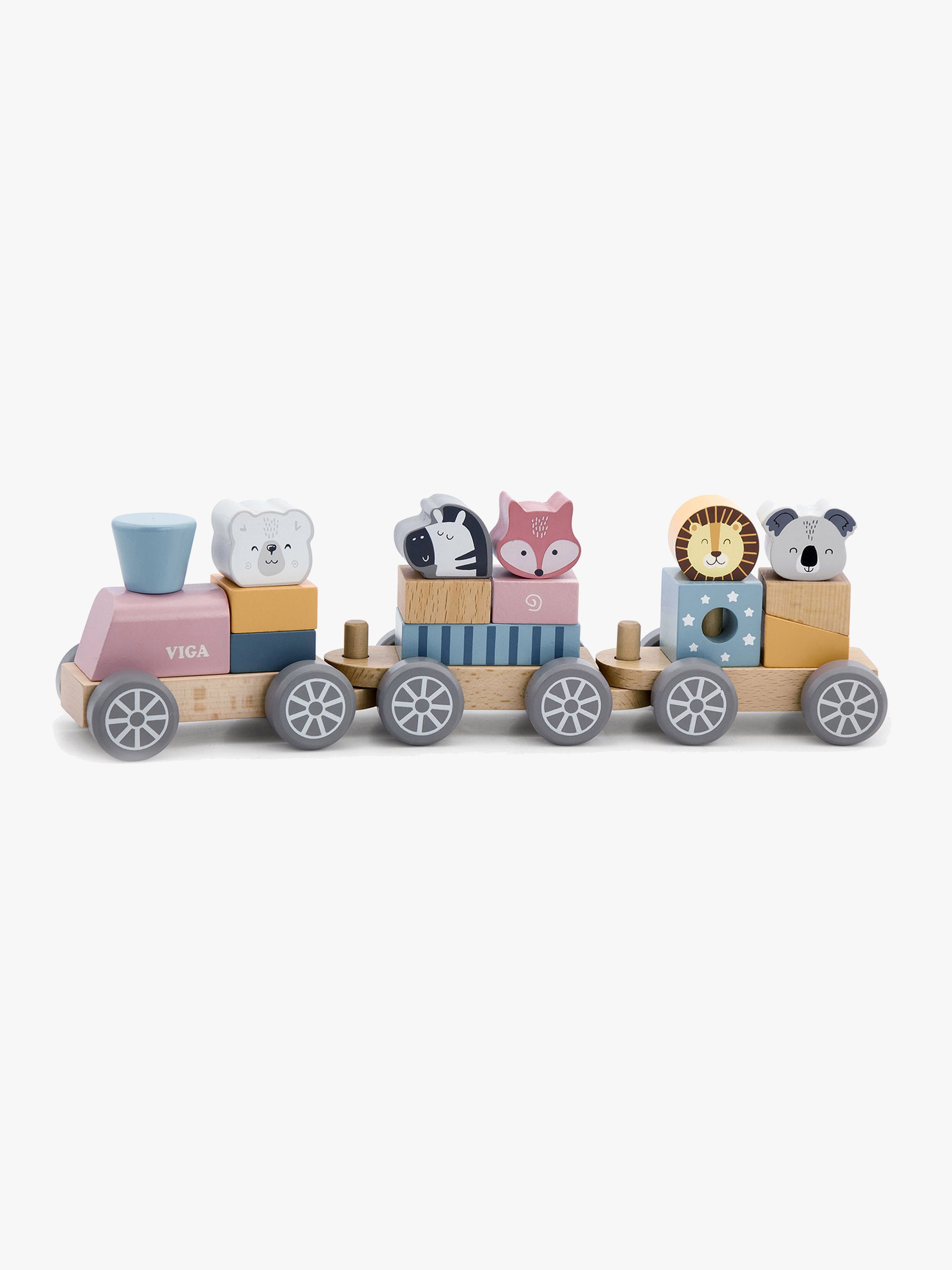PolarB Zug Mit Holzklötzen Wilde Tiere, Babyspielzeug