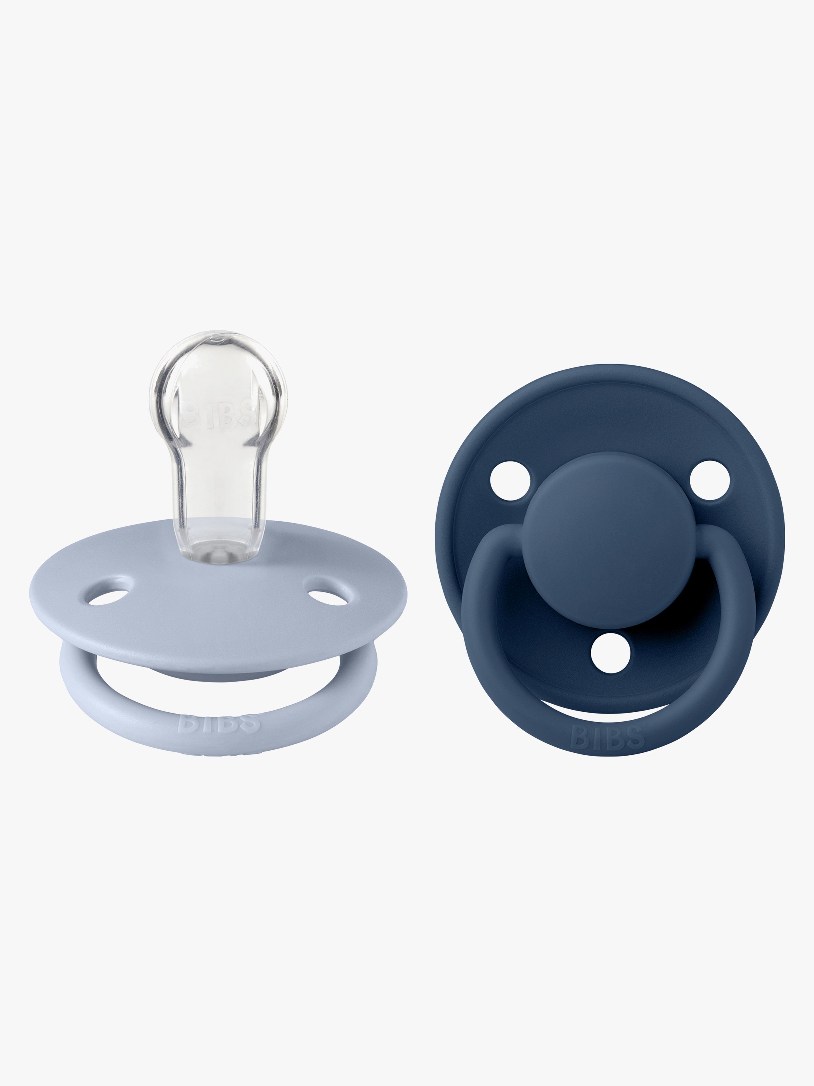 BIBS De Lux Schnuller 2er-Pack Silikon One Size Rund, Dusty Blue/Steel Blue