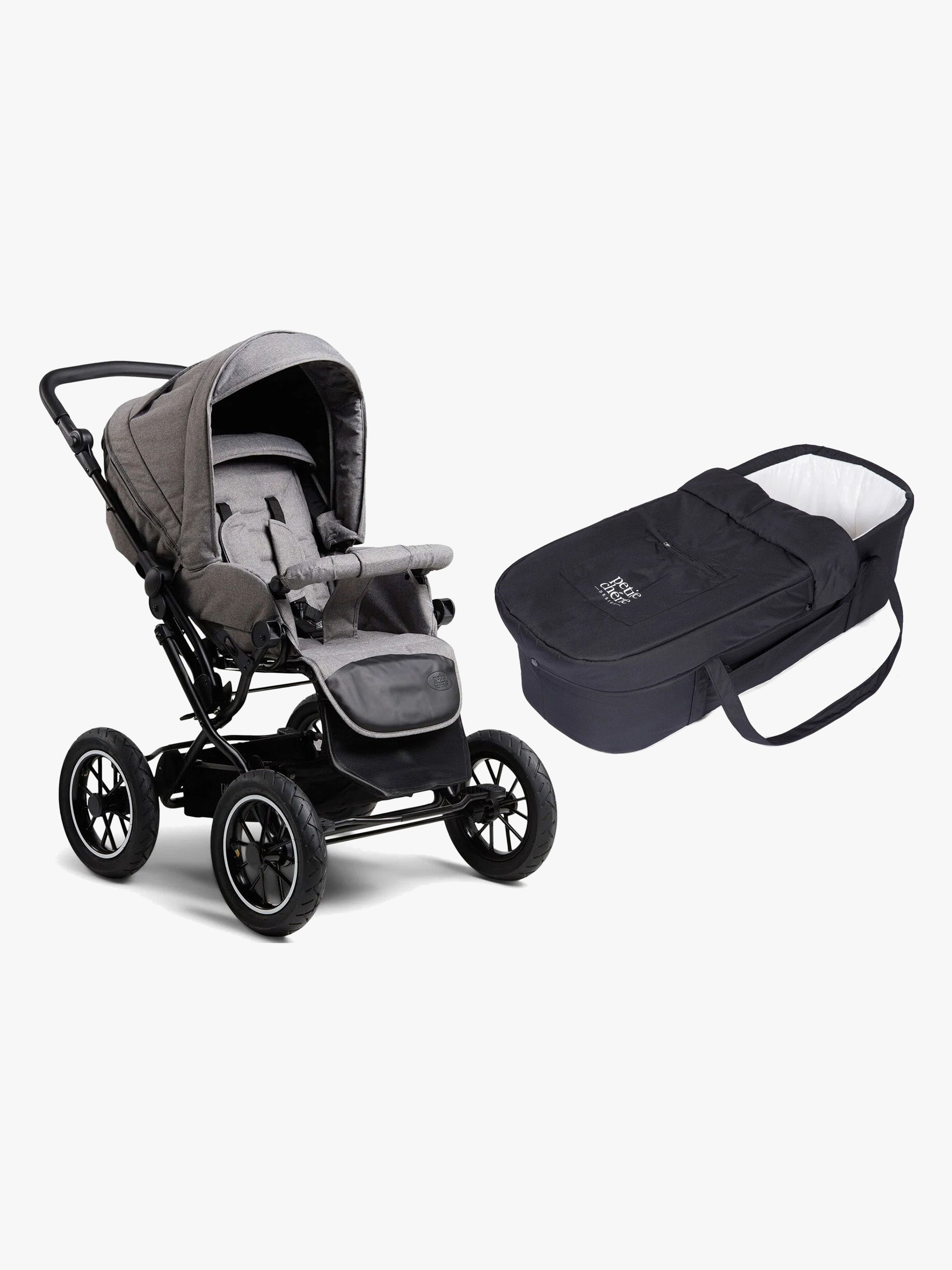 Petite Chérie Solide+ Kombikinderwagen, Black/Grey Melange