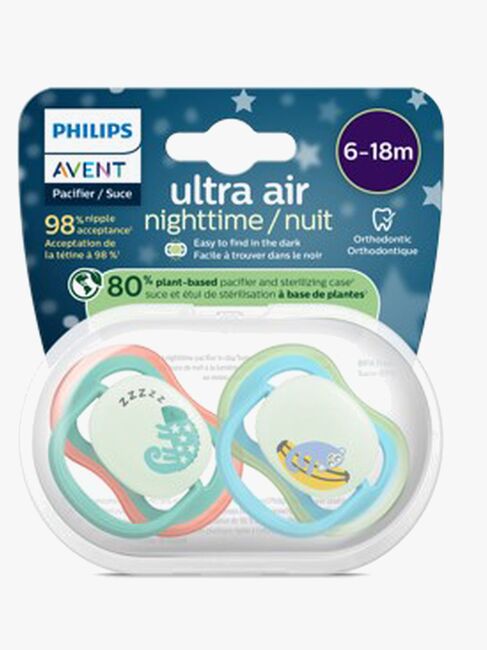 Philips Avent Ultra Air Schnuller Nacht 6–18m 2er-Pack, Blau/Türkis