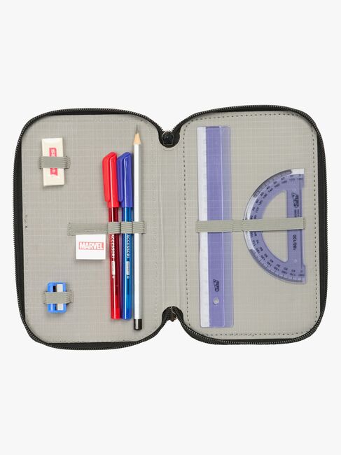 Marvel Avengers Gefülltes Dreifach-Federmäppchen 37 Teile, Blau