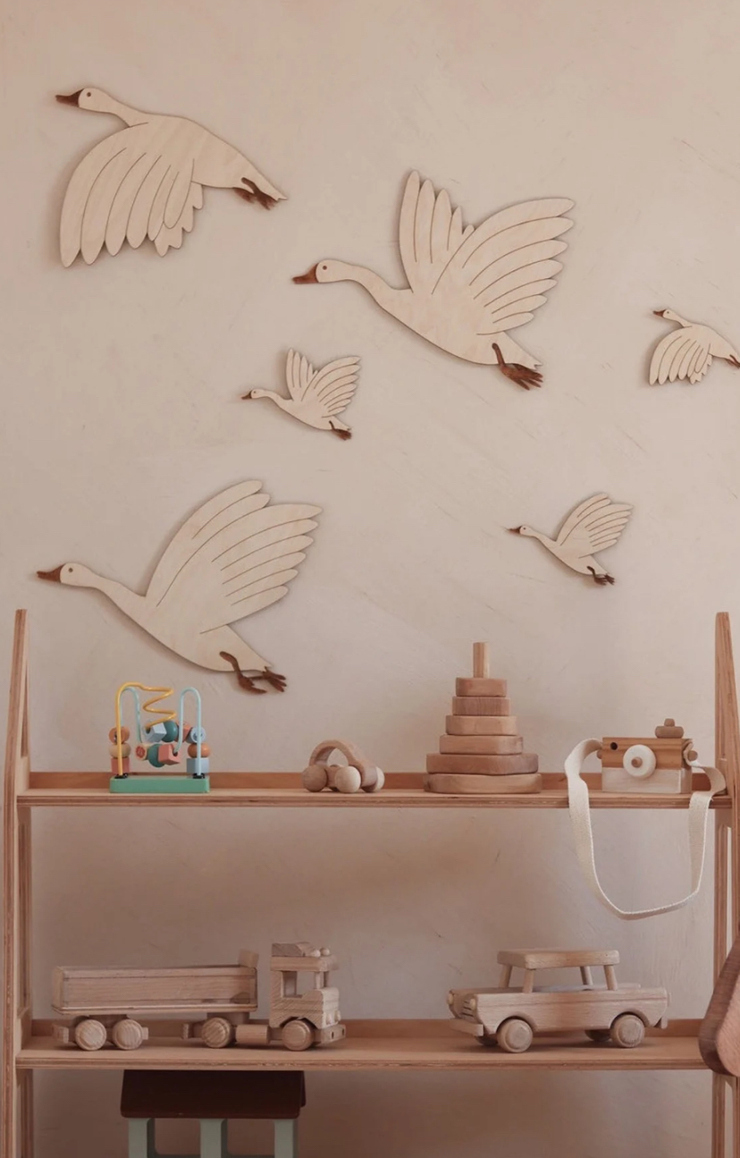 Flying Geese Wanddekoration Holz Links