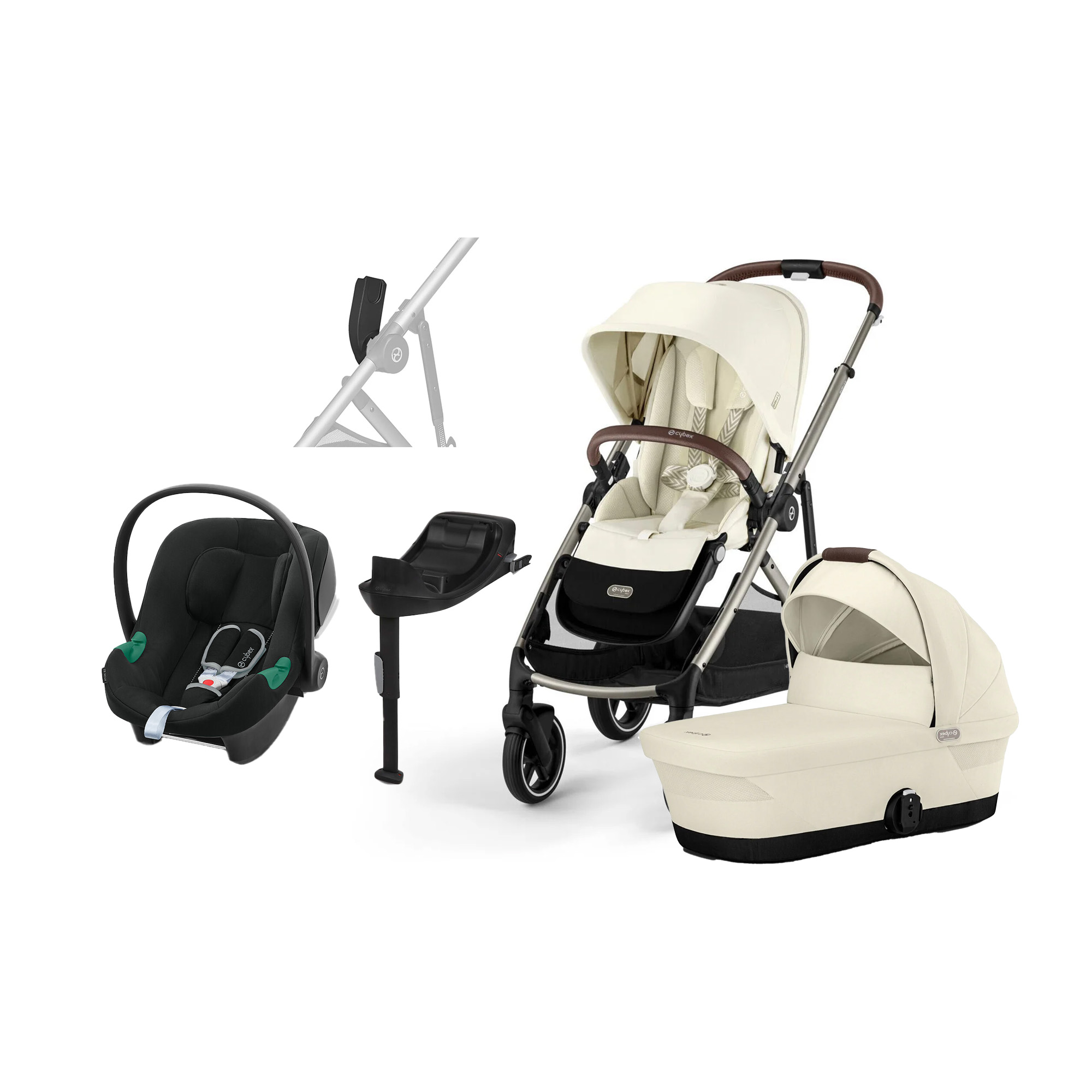 Cybex GAZELLE S Kombikinderwagen inkl. Cybex Aton B2 Babyschale &  Basis, Seashell Beige/Taupe