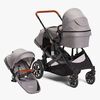 Beemoo Maxi 4 Twin Geschwisterwagen inkl. Extra-Sitz, Grey Melange/Black