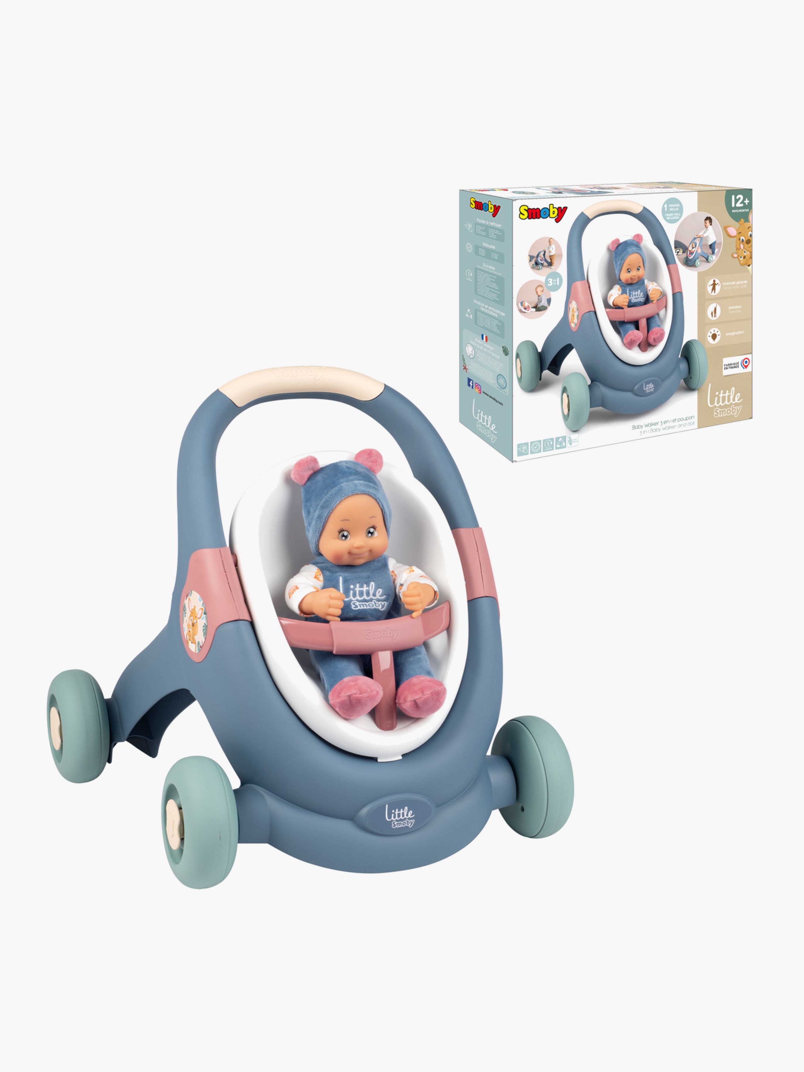 Smoby Little Smoby 3-in-1 Lauflernwagen mit Puppe, Babyspielzeug