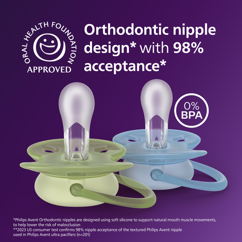 Philips Avent Ultra Soft Schnuller 0–6m 2er-Pack, Gelb/Orange