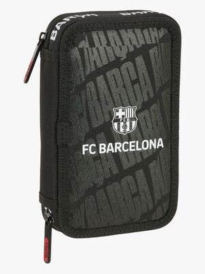 F.C.Barcelona Gefülltes Doppel-Federmäppchen 29 Teile, Schwarz
