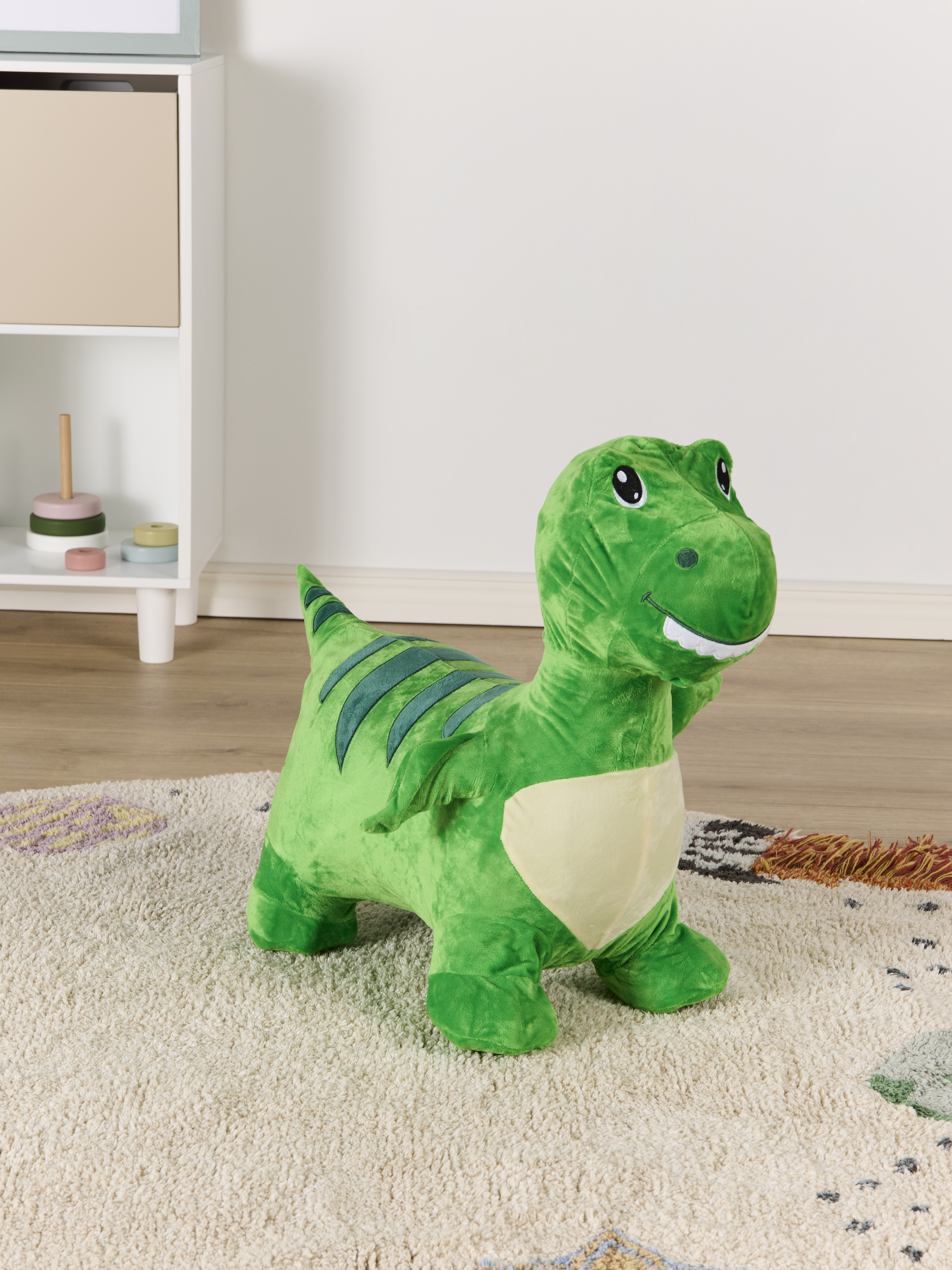 Hüpftier Dinosaurier mit Plüschbezug, Grün