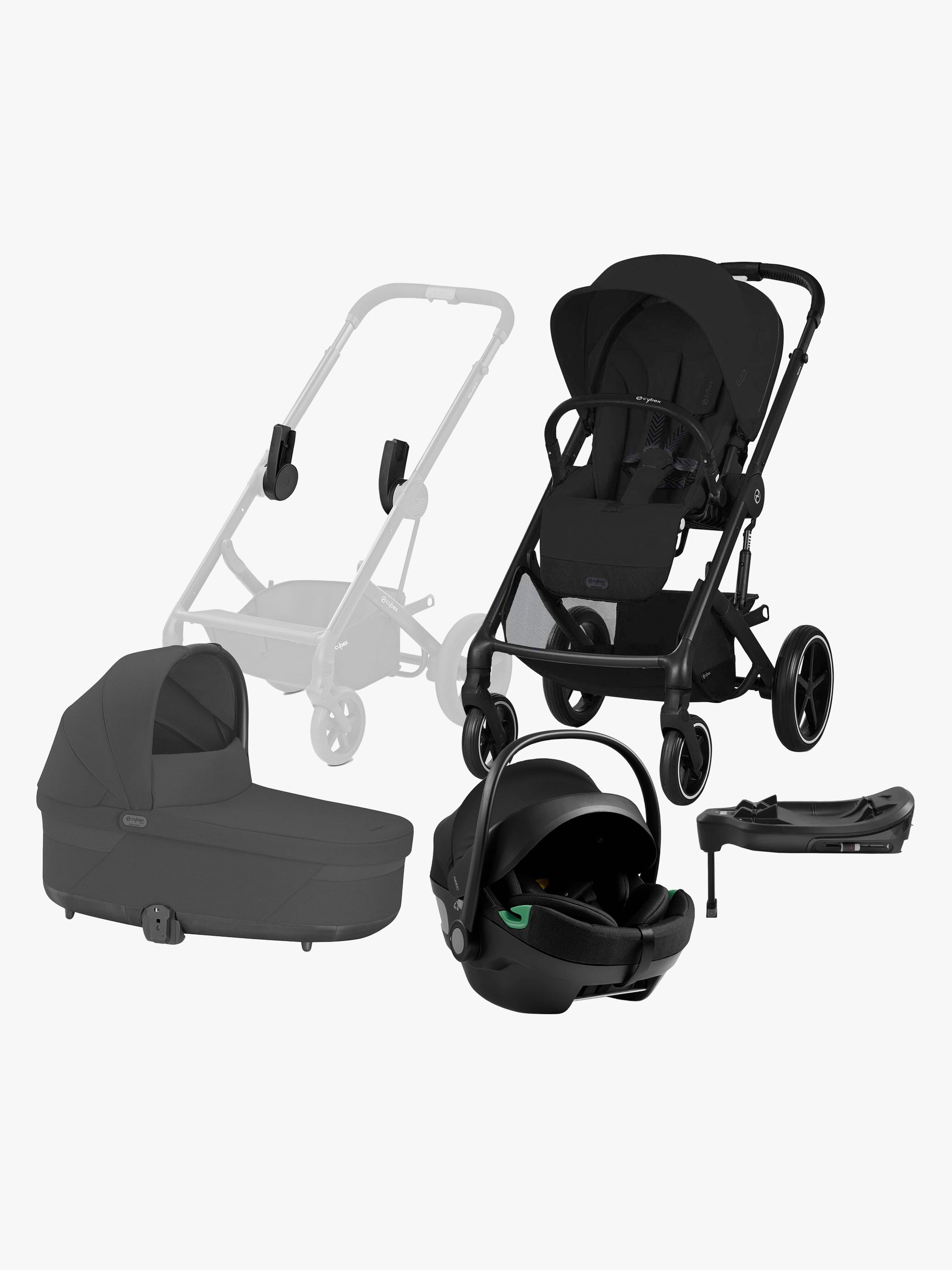 Cybex BALIOS S Lux Kombikinderwagen inkl. Axkid GOKID Babyschale & Basis, Moon Black