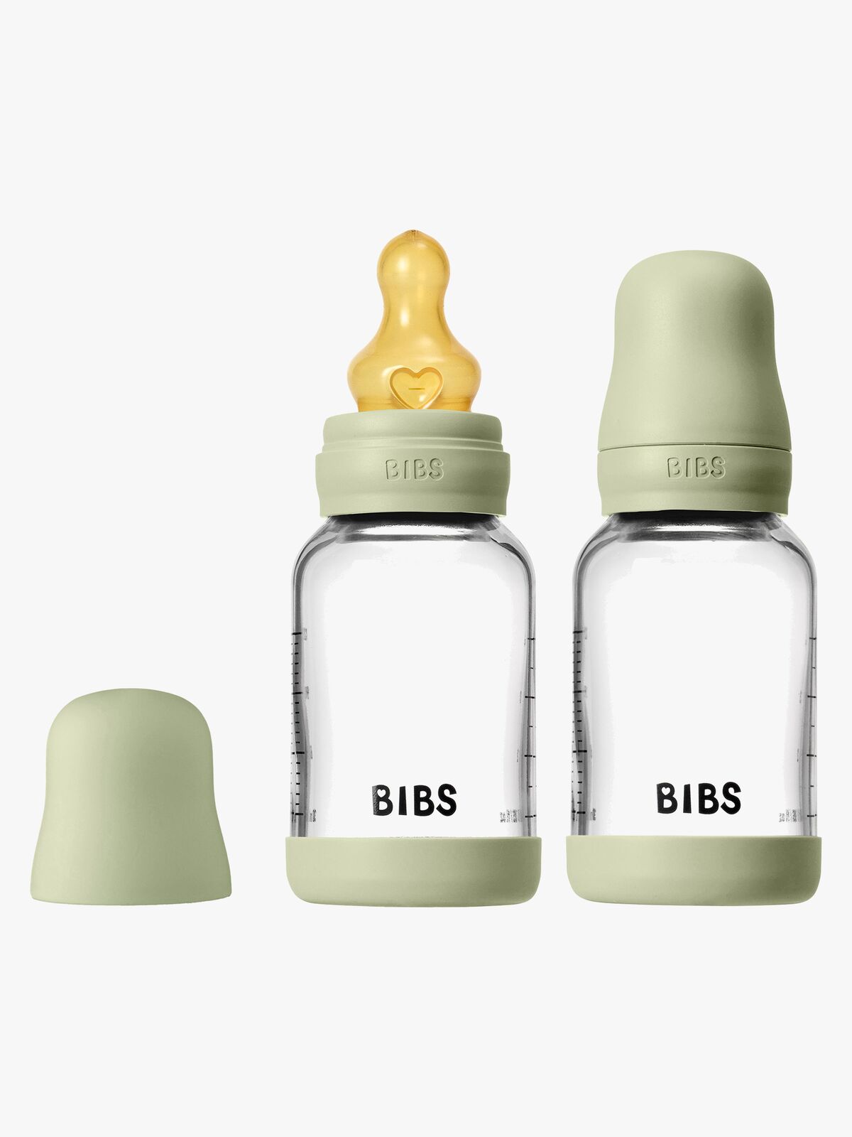 BIBS Slow Flow Glas Fläschchen Latex 2er-Pack 120 ml, Sage
