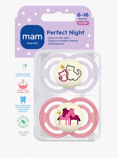 MAM Perfect Night Schnuller Silikon 2er-Pack 6-16m, Rosa