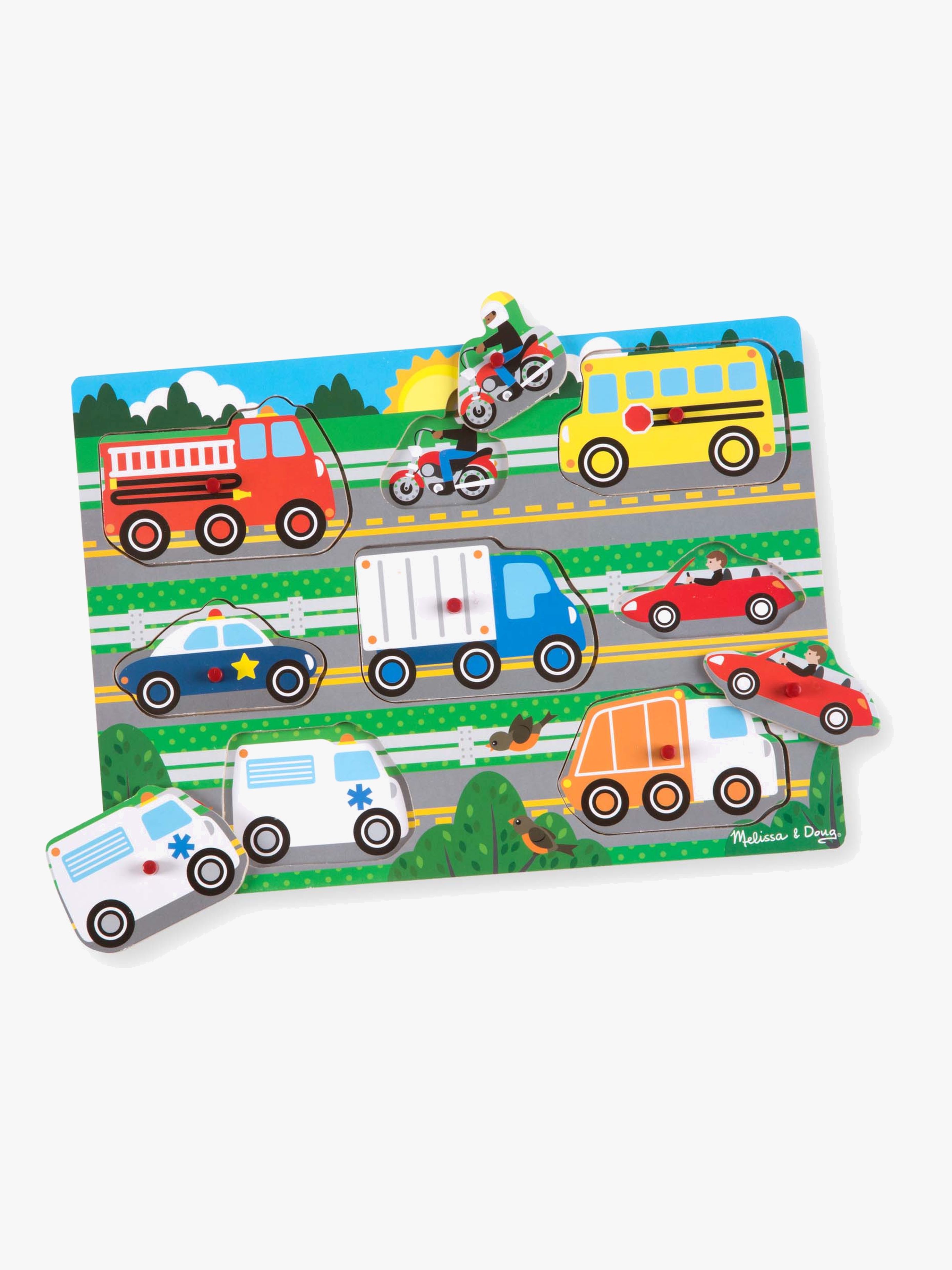 Melissa &  Doug Knopfpuzzle aus Holz Fahrzeuge, 8 Teile