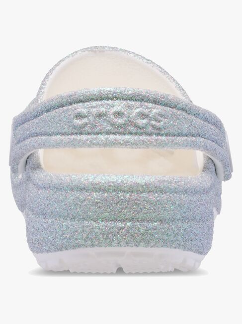 Crocs Classic Iridescent Glitter Kids Sandalen, Weiß