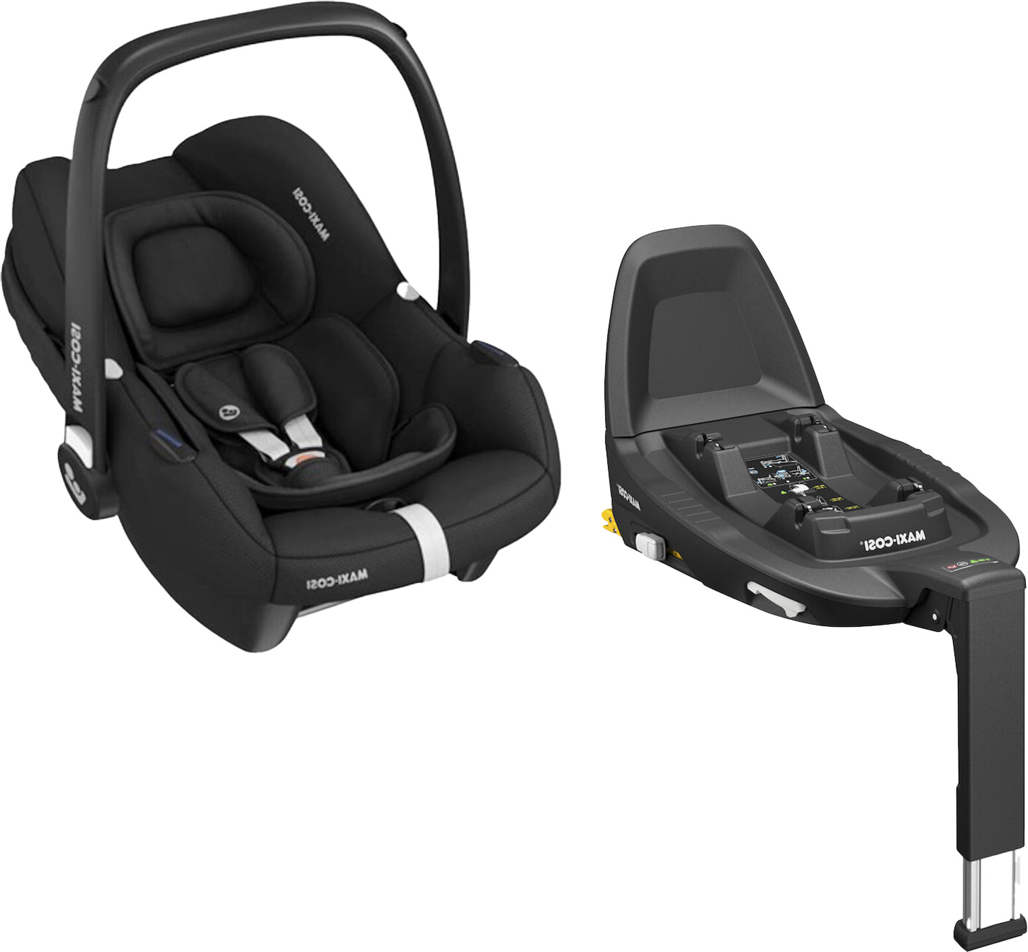Maxi-Cosi Cabriofix I-Size Babyschale inkl. FamilyFix 3 Basis, Essential Black