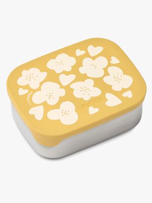 LIEWOOD Arthur Gemusterte Brotdose, White/Yellow