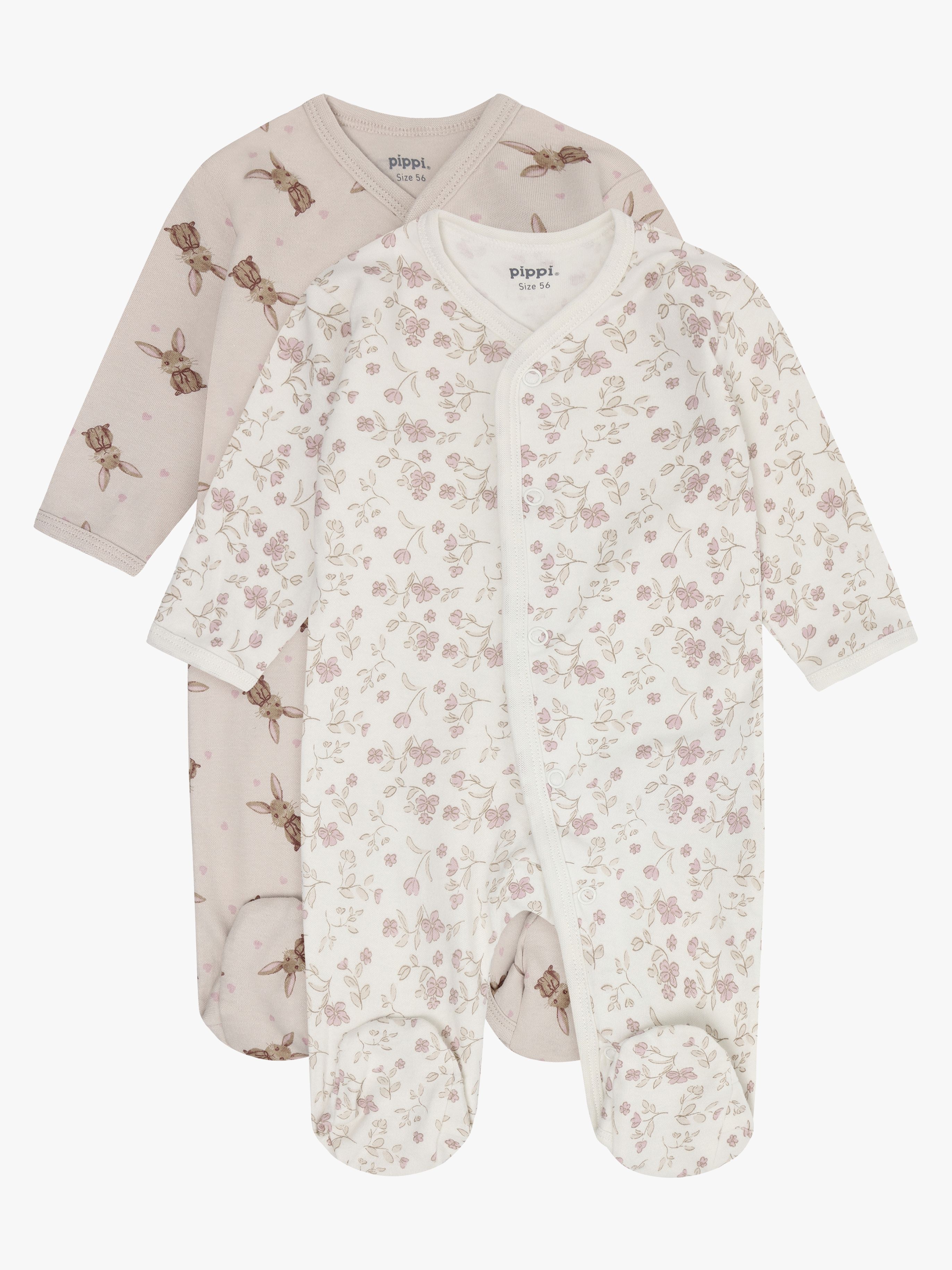 Pippi Baby Onesie mit Füßen 2er-Pack, Violet Ice, 50