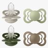 BIBS Supreme Schnuller 4er-Pack Silikon Gr. 2, Sand/Sage/Huntergreen/Dark Oak