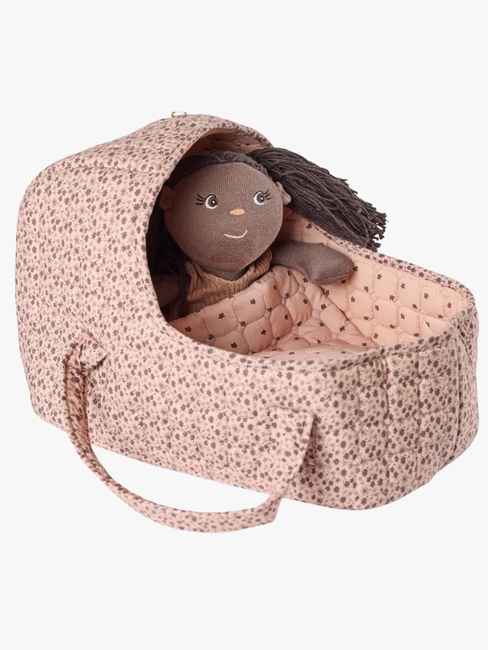 Smallstuff Puppenkorb mit Kissen und Decke Blumen