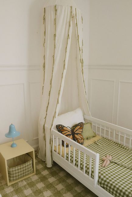 Lorena Canals Waschbarer Vichy Teppich 150x180 cm, Matcha