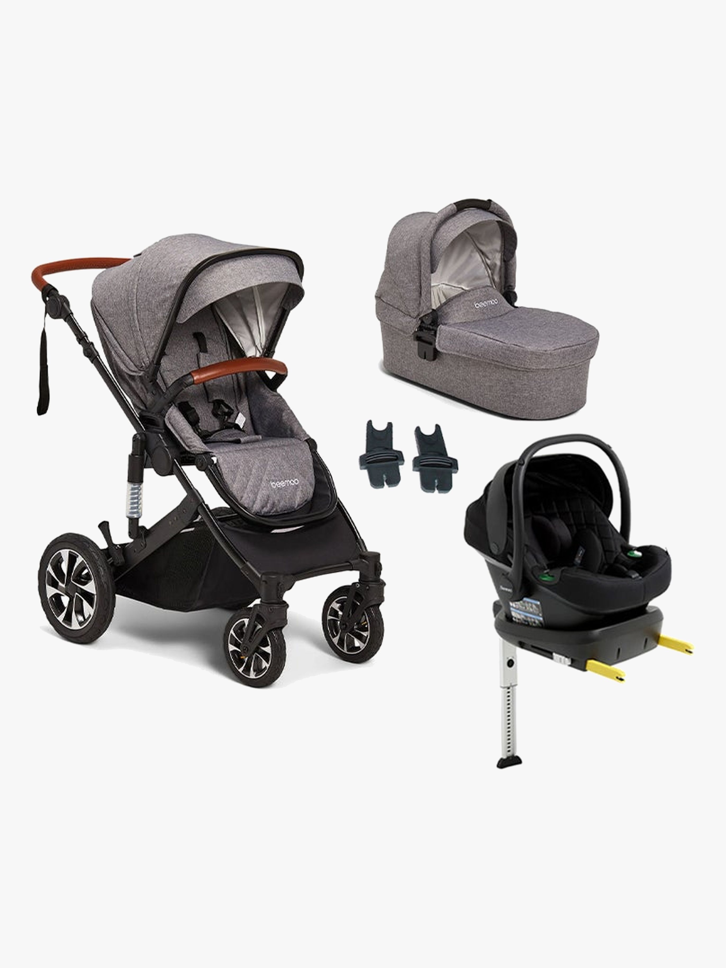 Beemoo Maxi 4 Kombiwagen inkl. Beemoo Route Babyschale & Basis, Grey Black/Black Stone