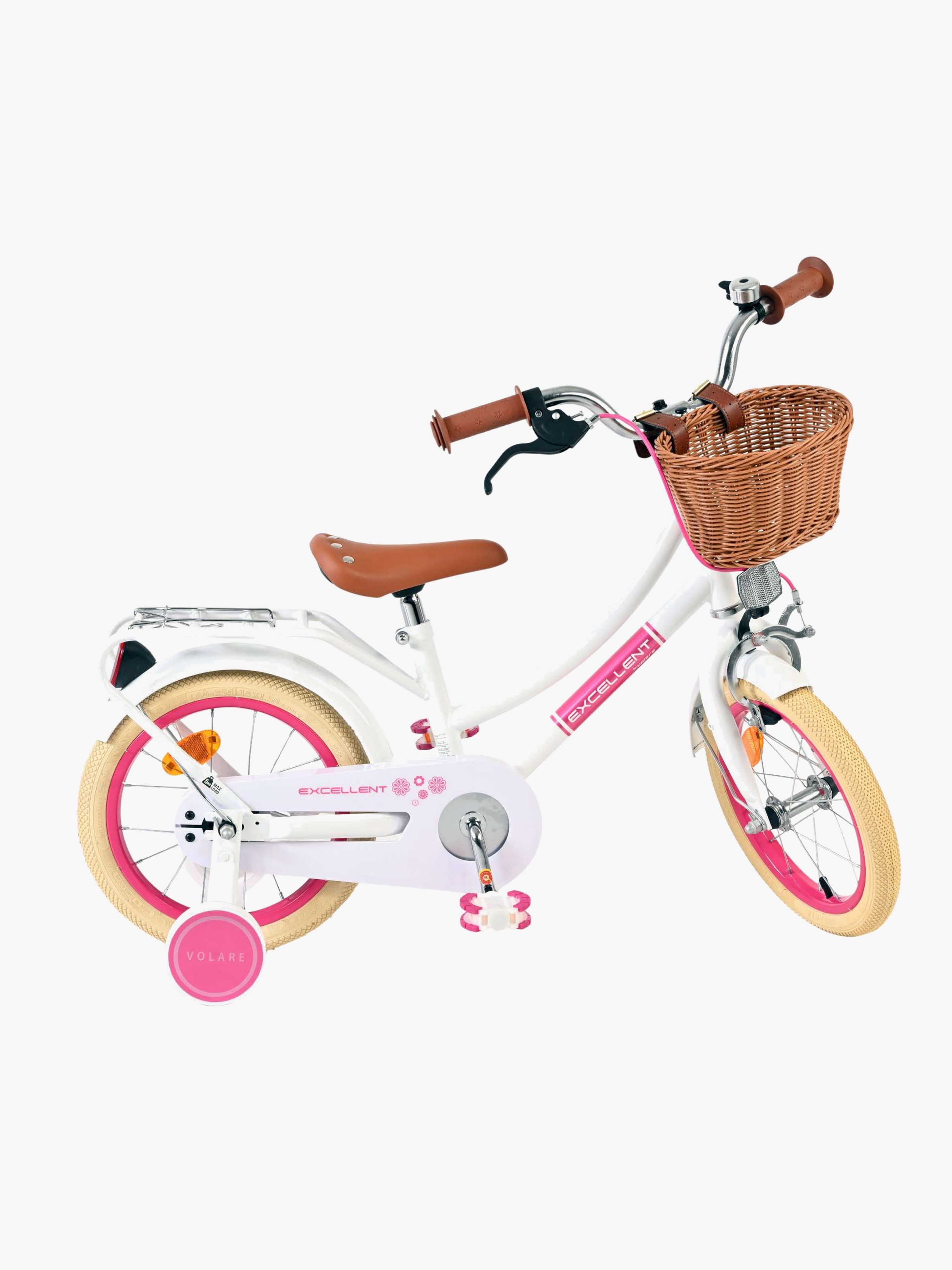Volare Excellent Kinderfahrrad mit Korb 14 Zoll, Weiß