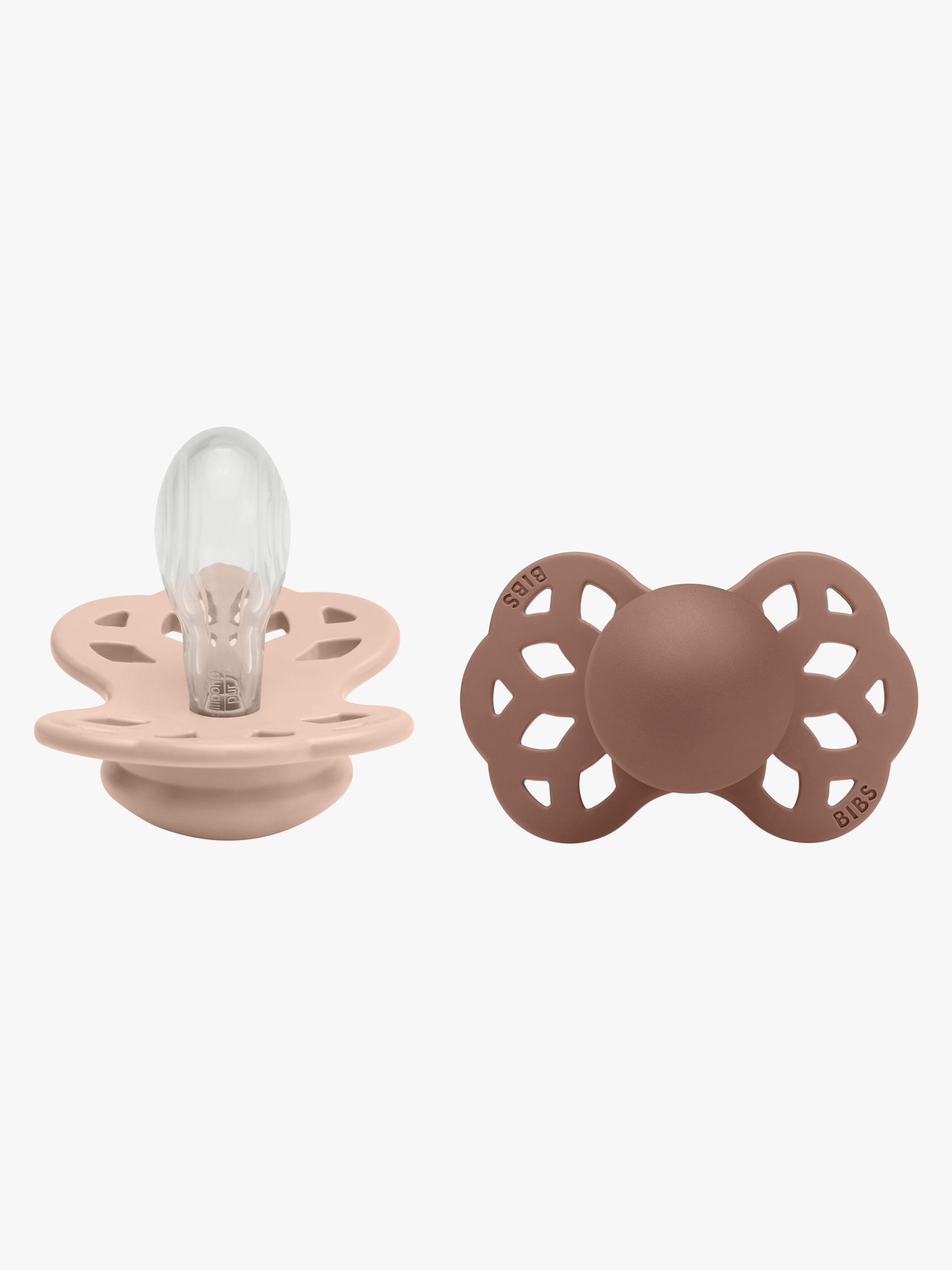BIBS Infinity Schnuller 2er-Pack Silikon Größe 2 Symmetrisch, Blush/Woodchuck