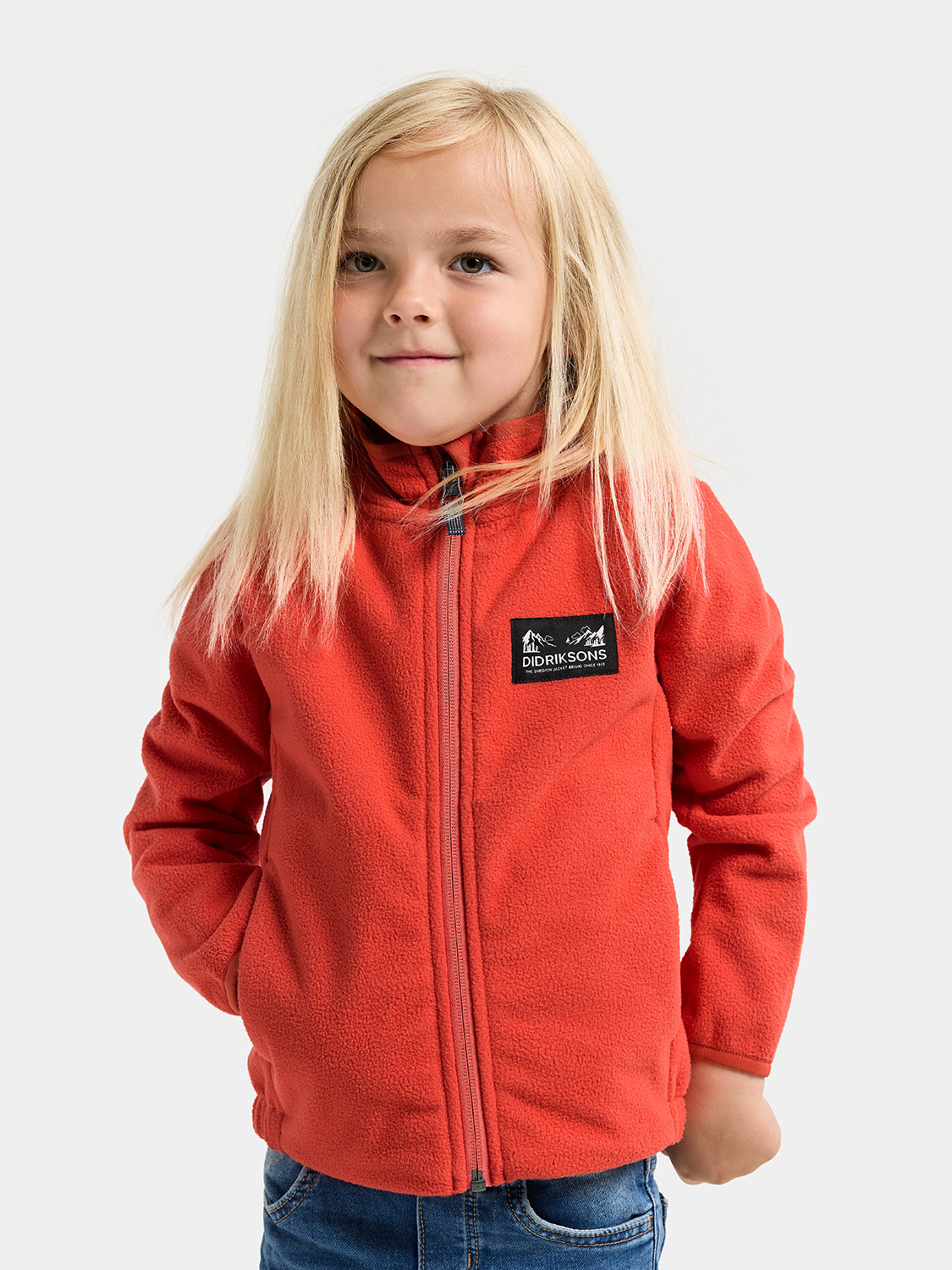 Didriksons Muskot Winddichte Fleecejacke, Paprika, 140