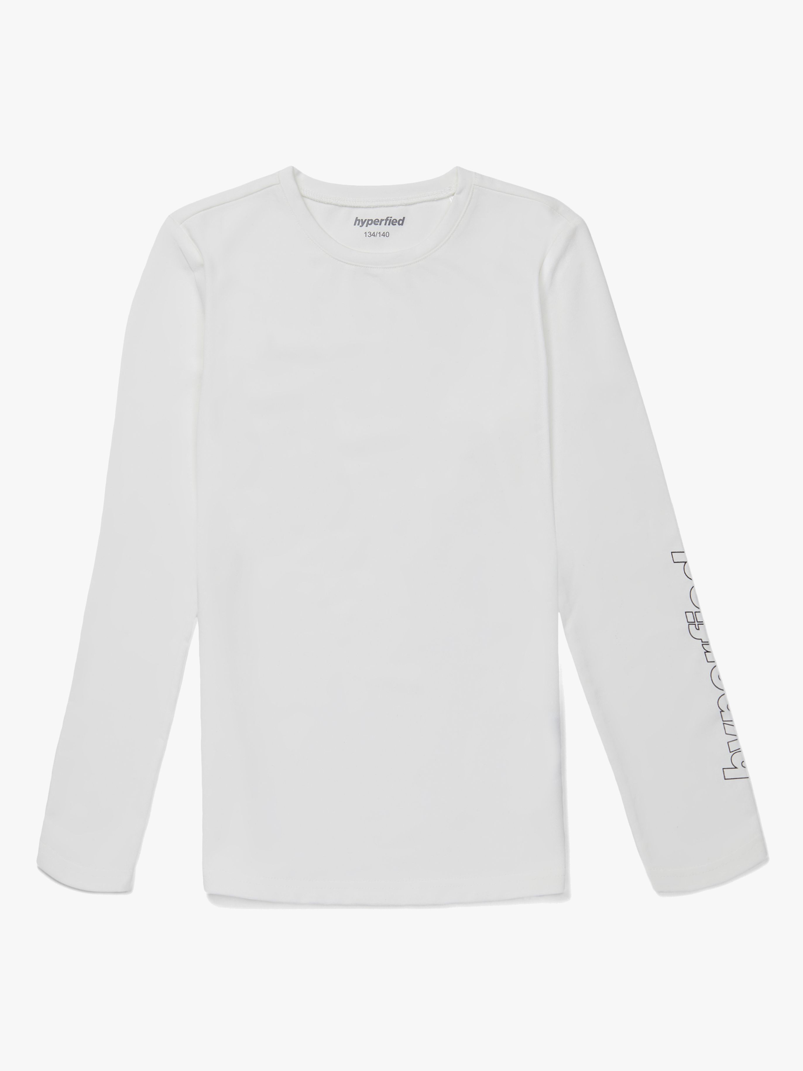 Hyperfied Jersey Logo Long Sleeve Top, Snow White 98–104