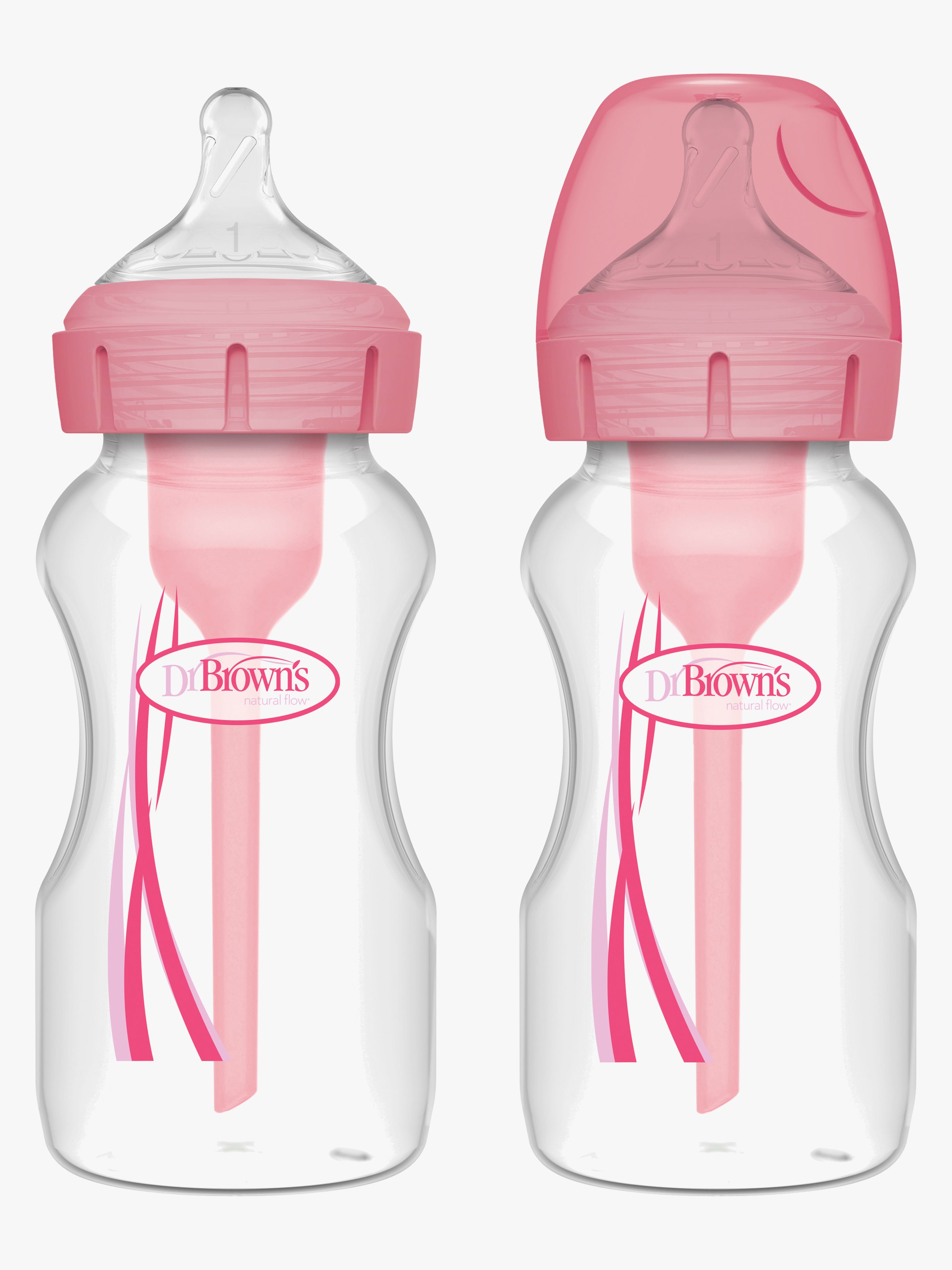 Dr. Brown's Options+ Weiter Hals Fläschchen 270 ml 2er-Pack, Rosa