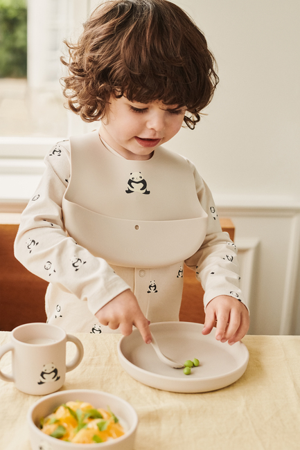 LIEWOOD Ember Gemusterte Lätzchen 2er-Pack, Panda/Sandy