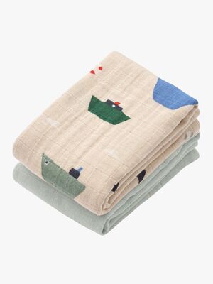 LIEWOOD Lewis Musselintuch 2er-Pack, Sailing/Dove blue mix