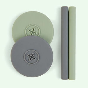 COGNIKIDS Sip Trinkhalm & Deckel 2er-Pack, Slate Grey/Sage Green