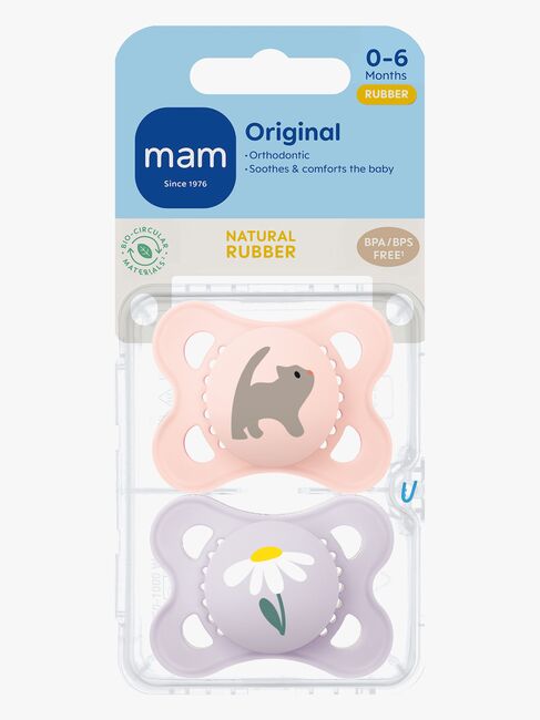 MAM Original Naturkautschuk Schnuller 2er-Pack 0-6m, Pink