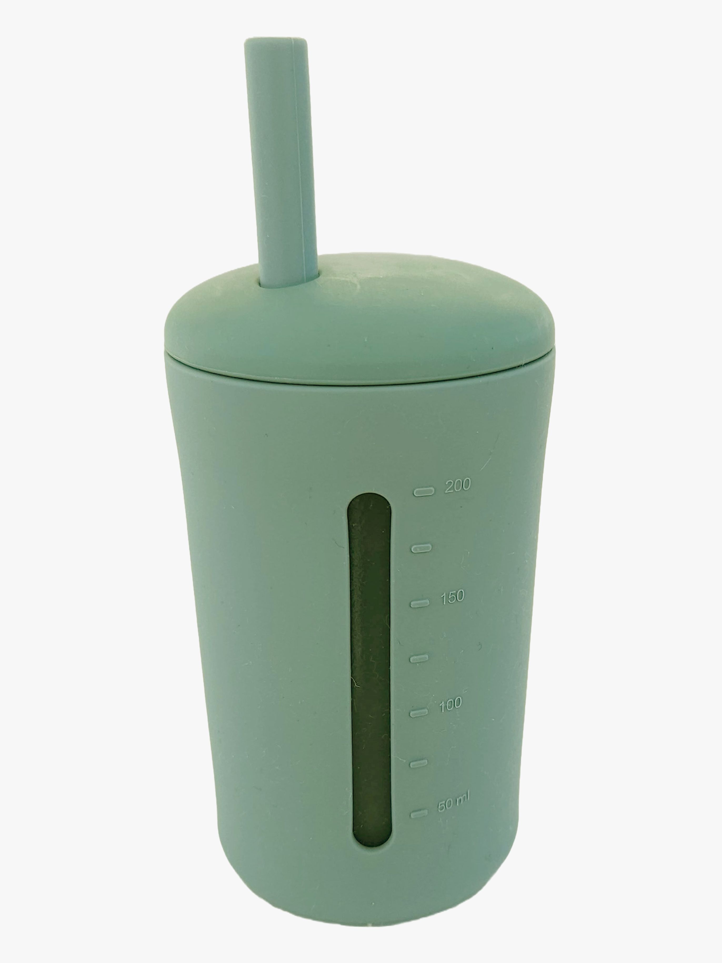 Summerville Organic Silikonbecher mit Trinkhalm, Cameo Green