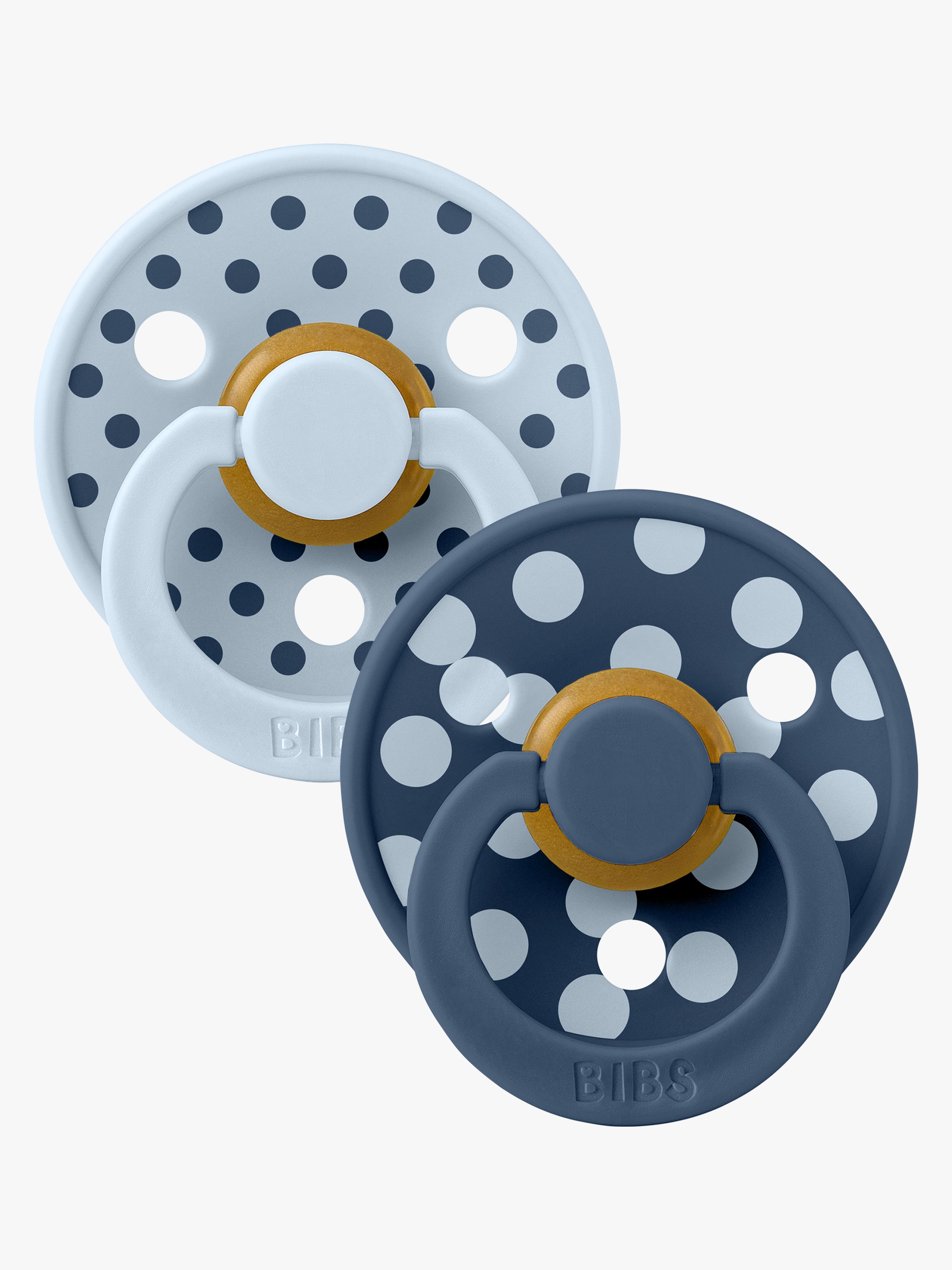 Studio Colour Polka Schnuller 2er-Pack Latex Größe 2, Baby Blue / Steel Blue