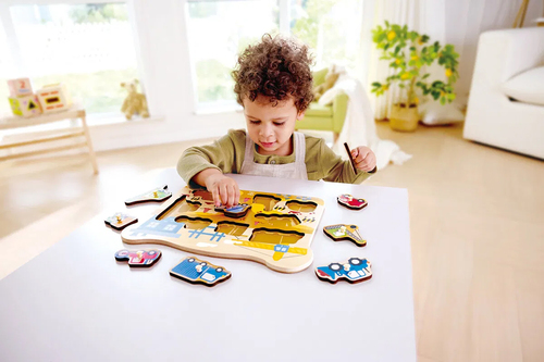 Hape Knopfpuzzle Baustellenfahrzeuge 10 Teile