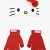 Hello Kitty Mütze und Handschuhe, Weiß/Rot