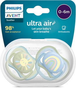 Philips Avent Ultra Air Deco Schnuller 2er-Pack 0-6m, Grün/Blau