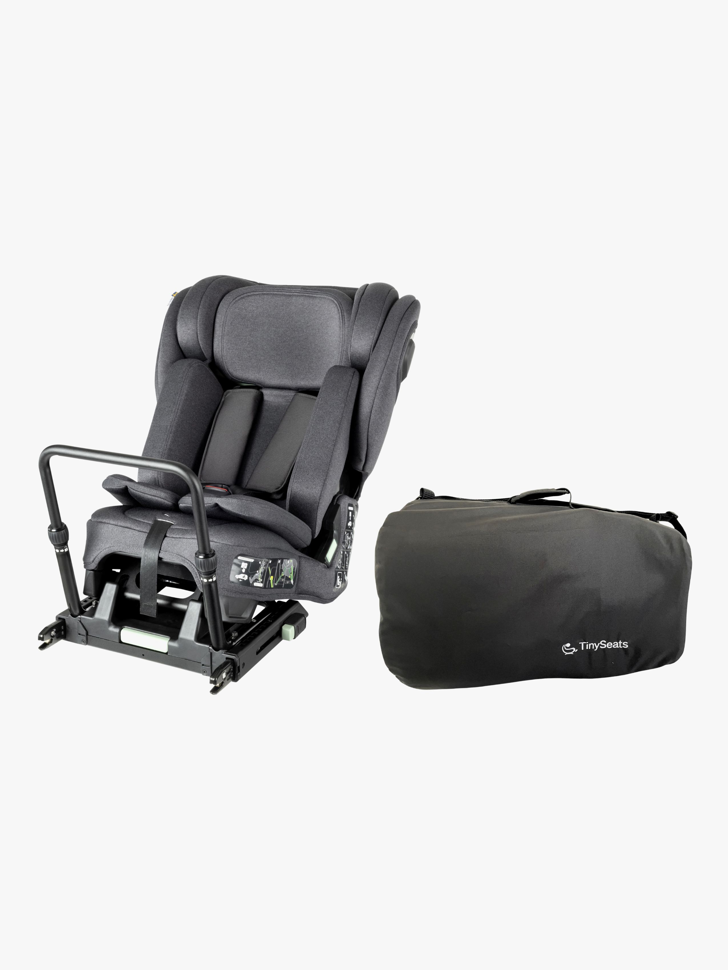 TinySeats Two Kindersitz inkl. Schultertasche, Midnight Grey