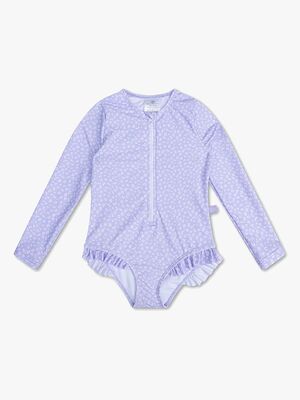 Swim Essentials Langärmliger UV-Schutzanzug, Lila Leopard