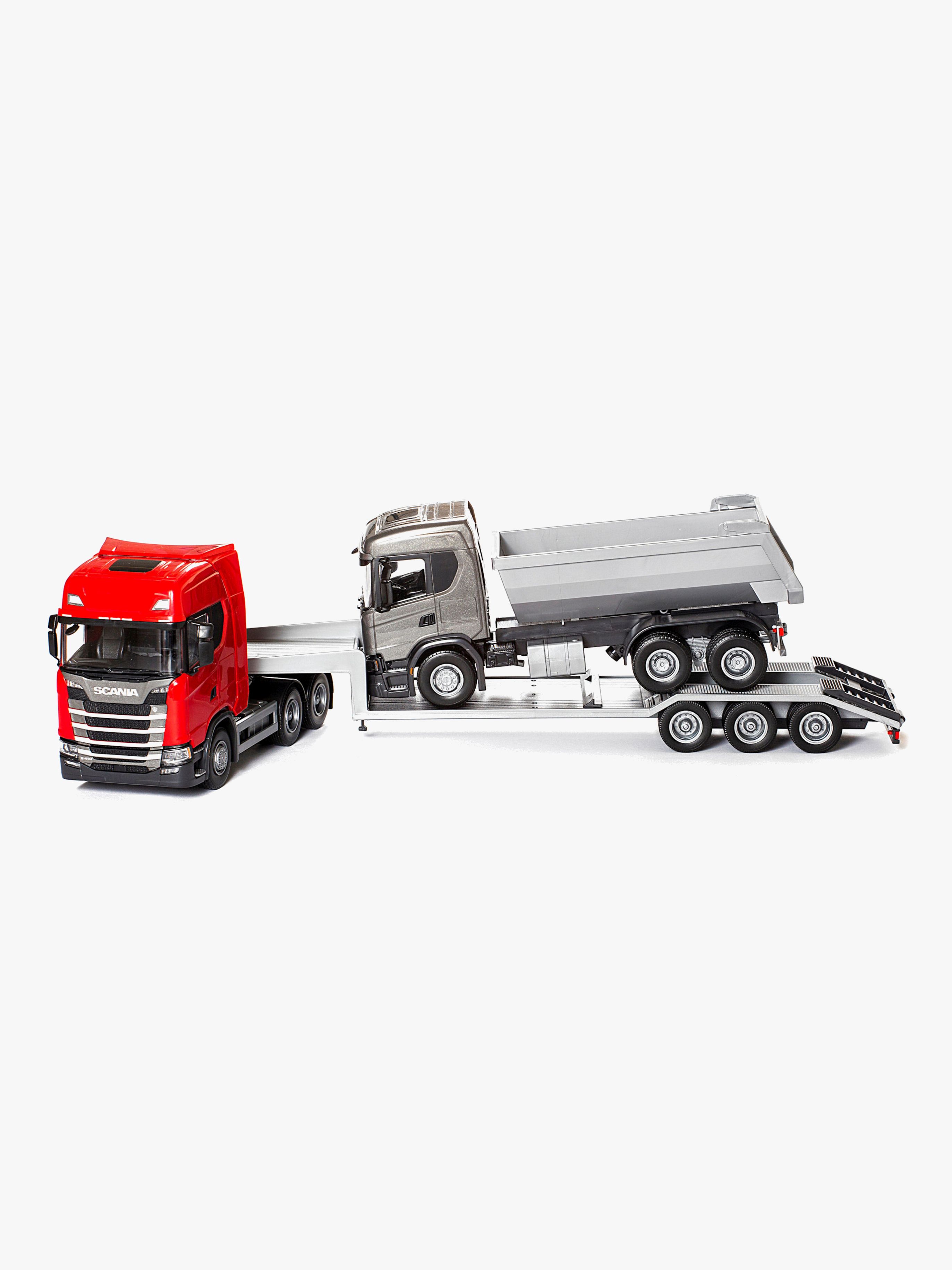 Scania Tieflader mit Kipplaster, Rot