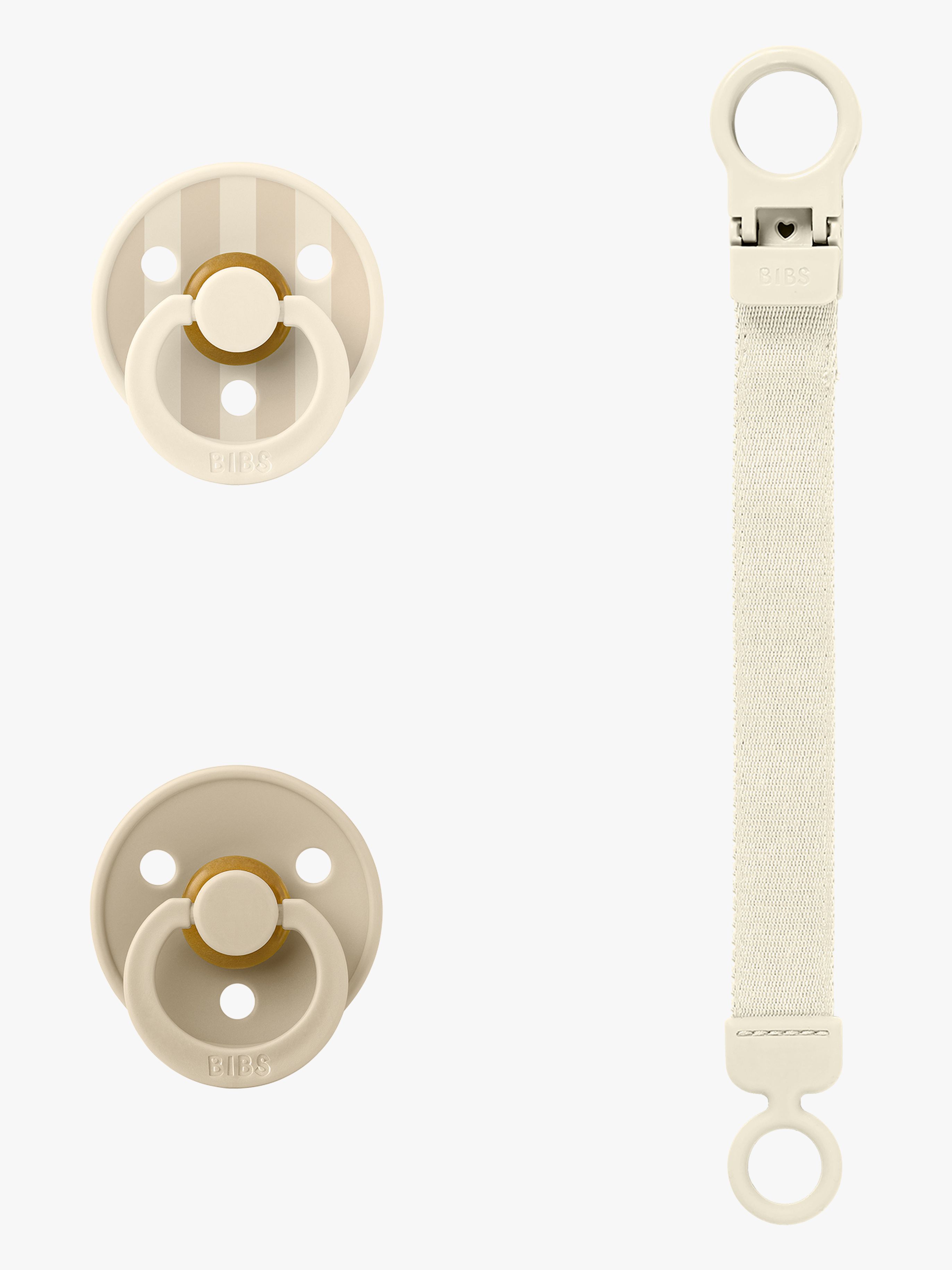 Colour Schnuller & Loop Schnullerkette Geschenkset Latex Größe 1, Ivory