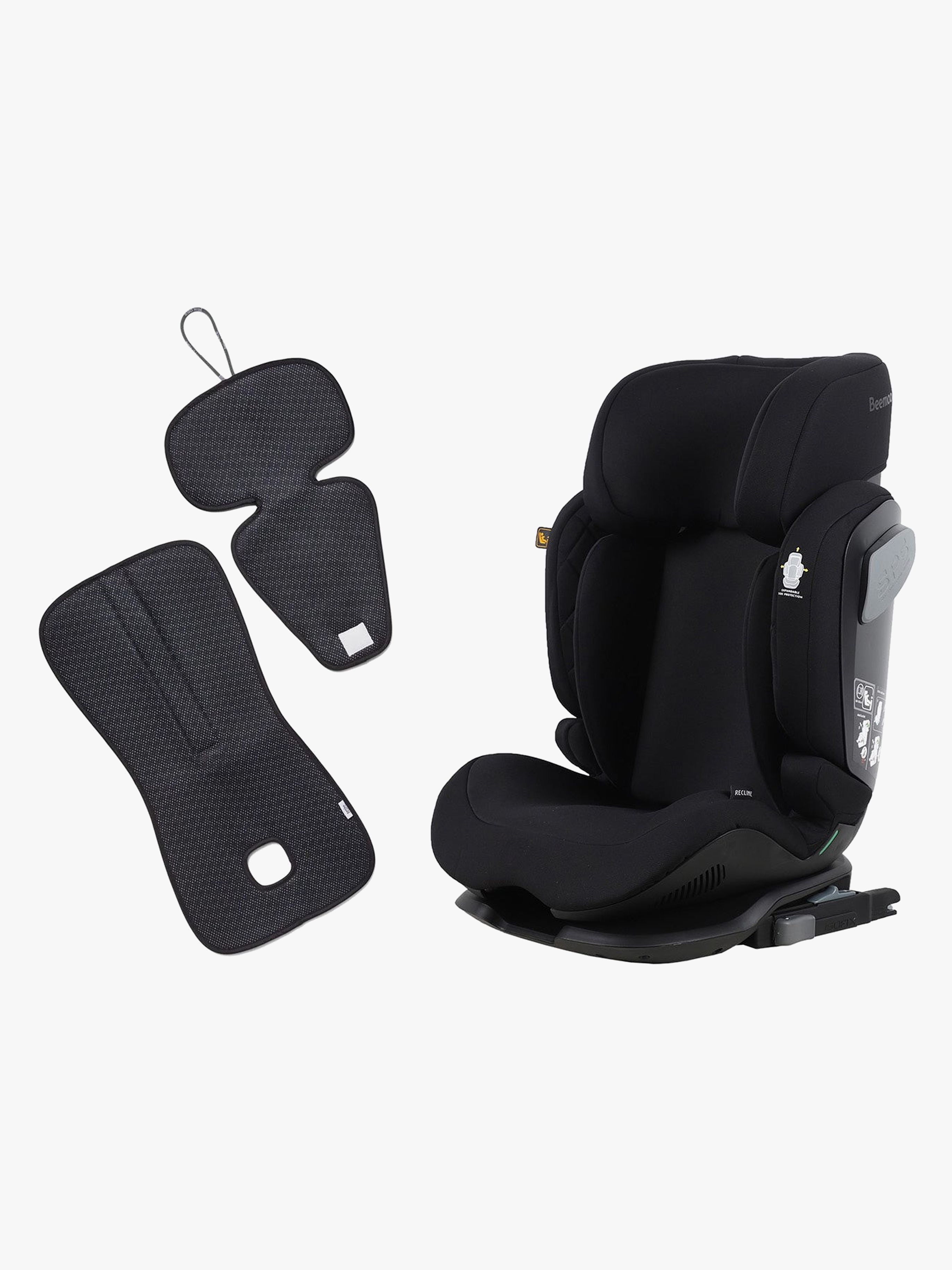 Beemoo Recline i-Size Kindersitz inkl. Ventilierendem Sitzpolster, Black Stone/Antracit