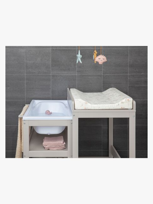 JLY Dream Wickeltisch mit ausziehbarer Badewanne, Warm Grey