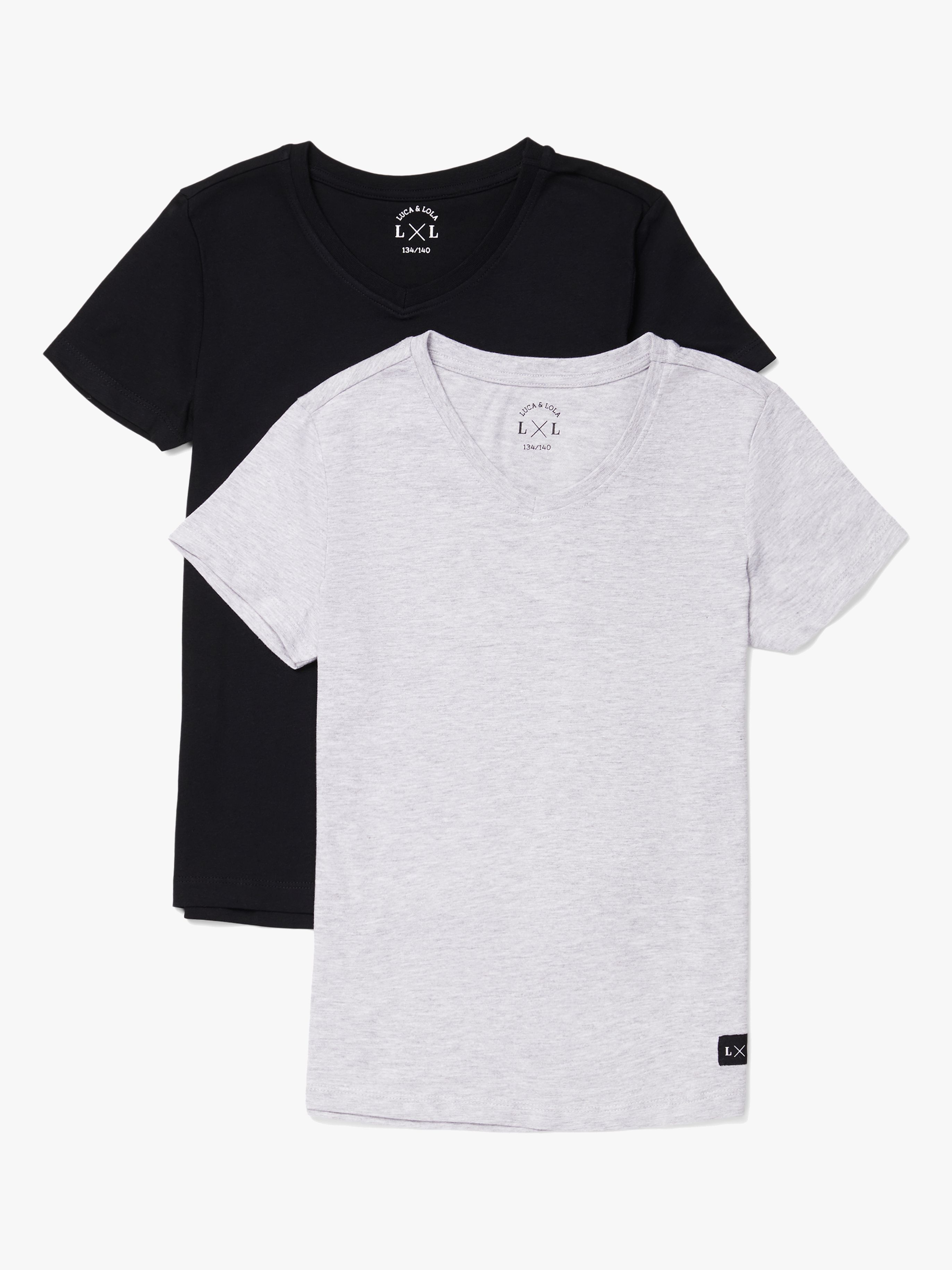 Luca &  Lola Desiderio T-Shirt 2er-Pack, Anthracite/Grey Melange 134-139
